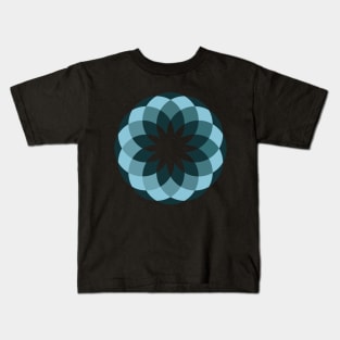 flowers inside blue circles Kids T-Shirt